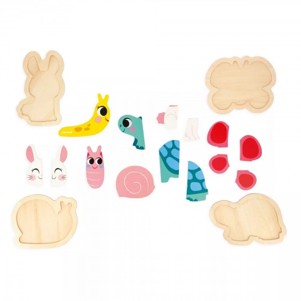 Lot de 4 puzzles évolutifs jardin Janod