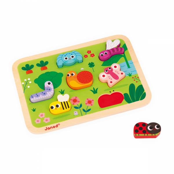 Puzzle en bois chunky animaux du jardin 7 pièces Janod