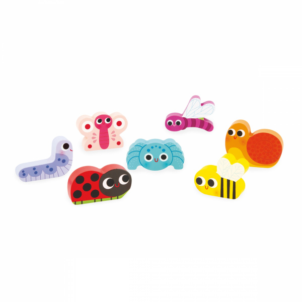 Puzzle en bois chunky animaux du jardin 7 pièces Janod