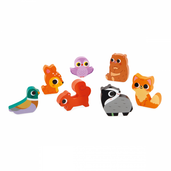Puzzle en bois chunky animaux de la forêt 7 pièces Janod
