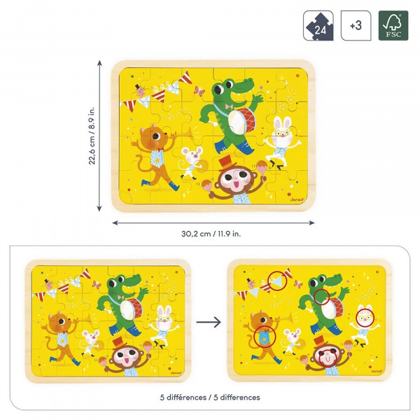 Puzzle en bois 24 pièces c'est la fête Janod