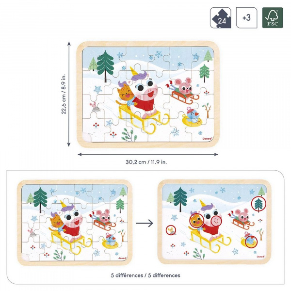 Puzzle en bois 24 pièces c'est la fête Janod