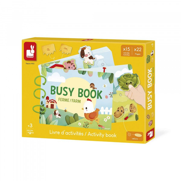 Livre d'activités pour enfant busy book ferme Janod