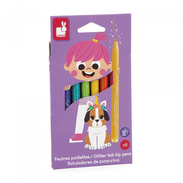 Set de 8 feutres pailletés Janod