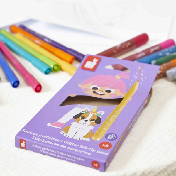 Set de 8 feutres pailletés Janod