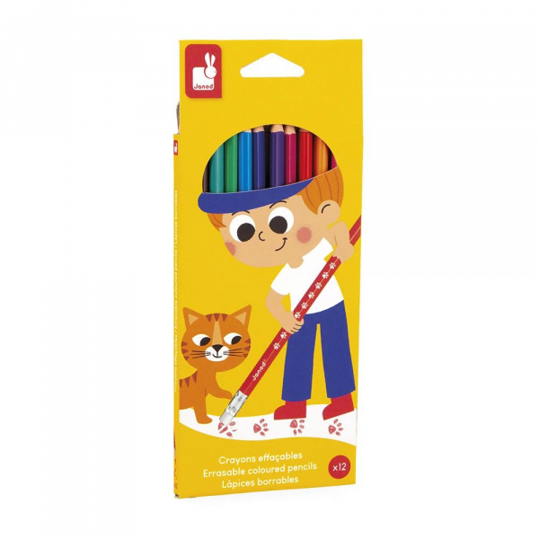 Set de 12 crayons de couleurs effaçables Janod