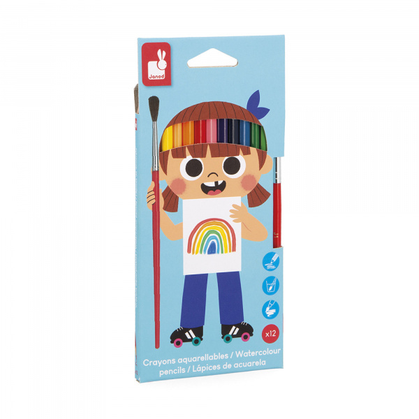 Set de 12 crayons de couleurs aquarellables Janod