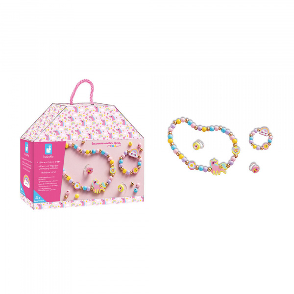 Boîte de 4 bijoux en bois à créer rainbow land Janod