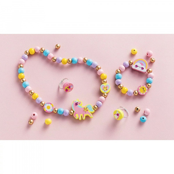 Boîte de 4 bijoux en bois à créer rainbow land Janod