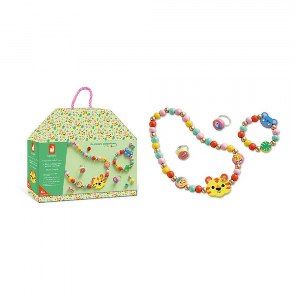 Boîte de 4 bijoux en bois à créer secret jungle Janod