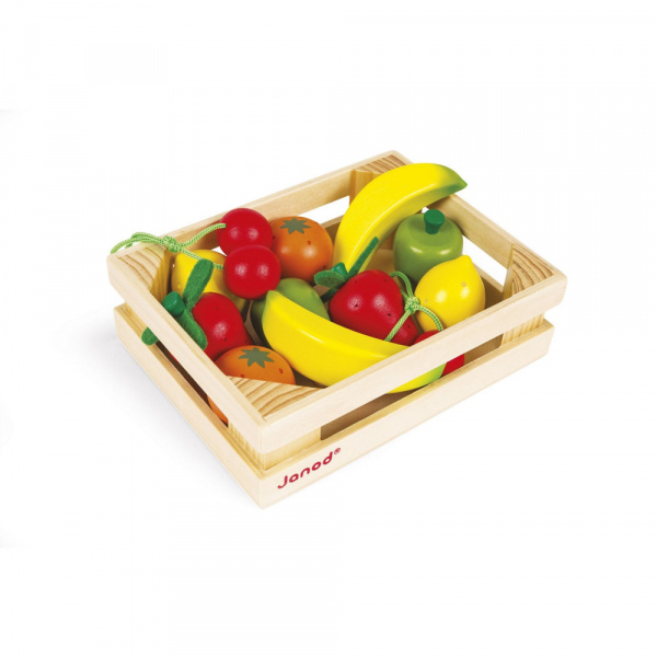 Cagette de 12 fruits en bois Janod
