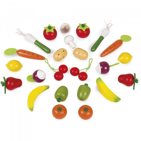Panier de 24 fruits et légumes en bois Janod