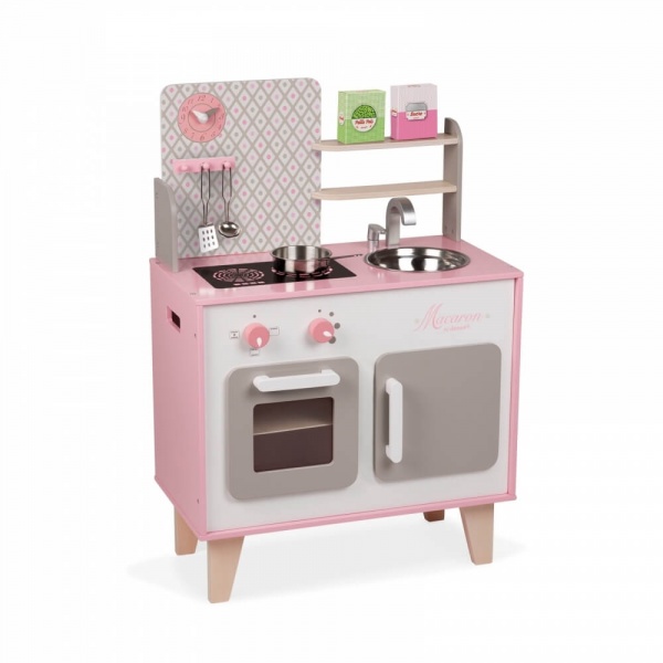 Cuisine enfant en bois macaron rose Janod