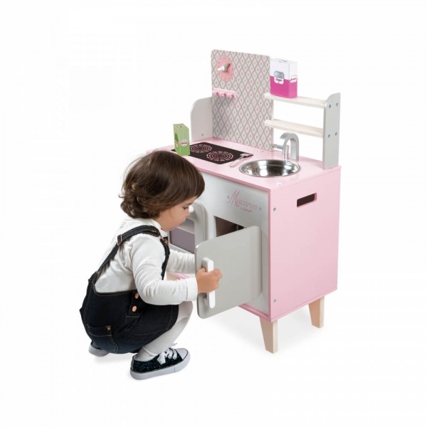 Cuisine enfant en bois macaron rose Janod