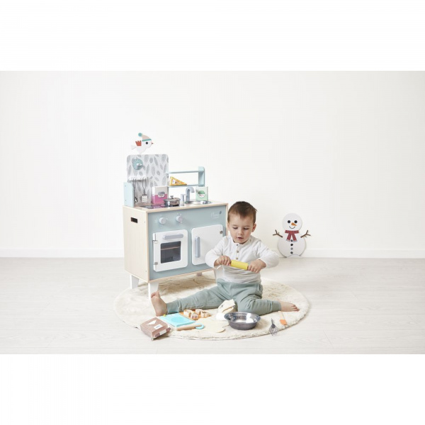 Cuisine enfant en bois macaron rose Janod