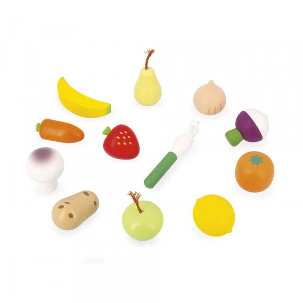 Set de 12 fruits et légumes pour enfant mamie soleil Janod