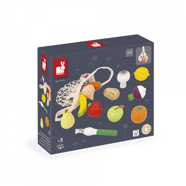 Set de 12 fruits et légumes pour enfant mamie soleil Janod