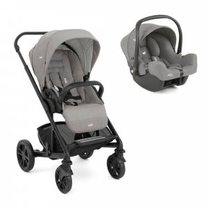 Poussette duo chrome + siège auto i-snug 2 pebble gris Joie