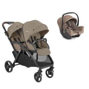Poussette duo evalite double + siège auto i-snug 2 cashew Joie