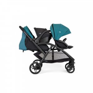 Poussette duo evalite double capri bleu + siège auto i-snug 2 shale noir Joie