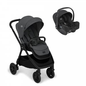 Poussette duo finiti ebony + siège auto i-snug 2 raven Joie
