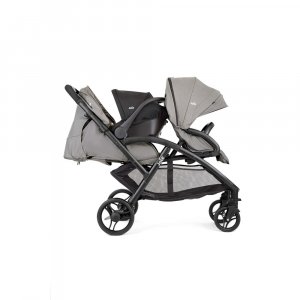 Poussette duo evalite double + siège auto i-snug 2 pebble gris Joie