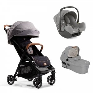 Poussette trio parcel signature carbon + siège auto i-snug 2 pebble + nacelle ramble xl pebble gris Joie