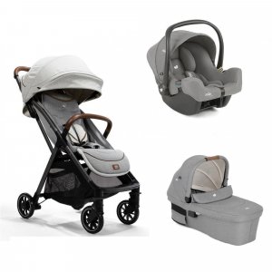 Poussette trio parcel signature oyster blanc + siège auto i-snug 2 pebble + nacelle ramble xl pebble gris Joie
