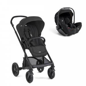 Poussette duo chrome 2 raven + siège auto i-level pro eclipse noir Joie