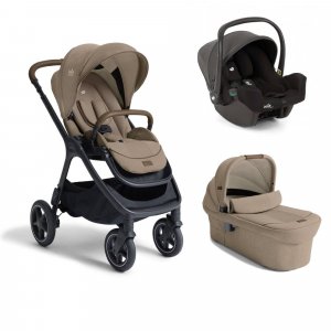 Poussette trio finiti signature sandstone + siège auto i-snug 2 shale noir + nacelle ramble signature xl sandstone beige Joie