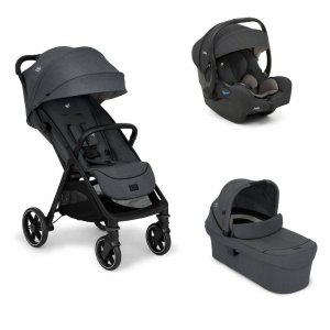 Poussette trio parcel lx signature ebony gris + siège auto i-gemm 3 shale noir + nacelle ramble xl ebony Joie
