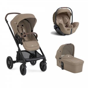 Poussette trio chrome 2 + siège auto i-level pro sandstone + nacelle chrome 2 cashew marron Joie