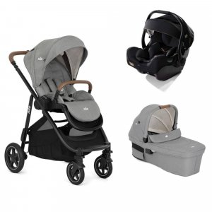 Poussette trio versatrax pebble gris + siège auto i-jemini eclipse noir + nacelle ramble xl pebble Joie