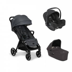 Poussette trio parcel lx signature ebony + siège auto i-snug 2 raven + nacelle ramble shale Joie