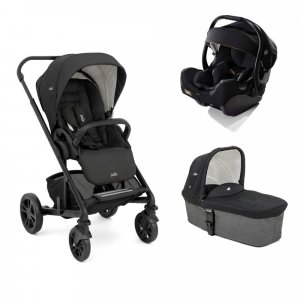 Poussette trio chrome shale + siège auto i-jemini eclipse + nacelle chrome shale noir Joie