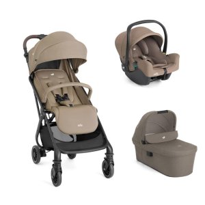 Poussette trio tourist toffee + siège auto i-snug 2 + nacelle ramble xl cashew Joie
