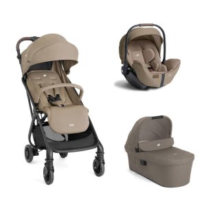 Poussette trio tourist toffee + siège auto i-level pro sandstone + nacelle ramble xl cashew Joie