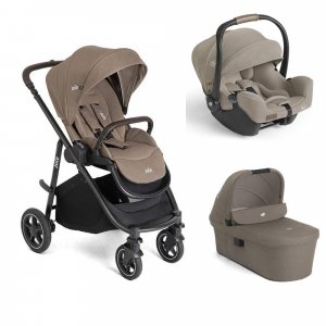 Poussette trio versatrax + siège auto i-starter sandstone + nacelle ramble xl cashew Joie