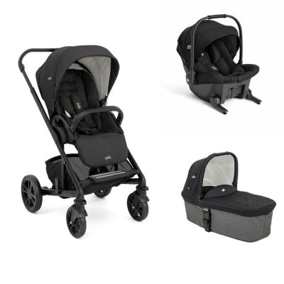 Poussette trio chrome shale + siège auto sprint eclipse + nacelle chrome shale noir