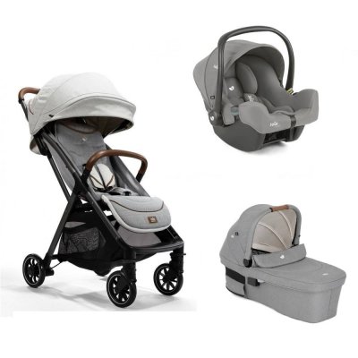 Poussette trio parcel signature oyster blanc + siège auto i-snug 2 pebble + nacelle ramble xl pebble gris