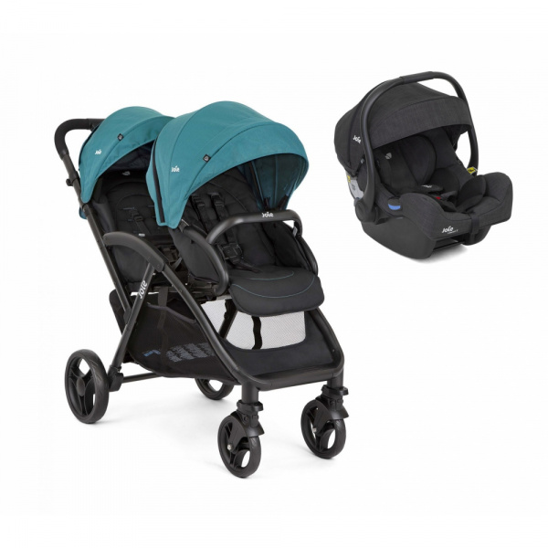 Poussette duo evalite double capri bleu + siège auto i-gemm 3 shale noir Joie