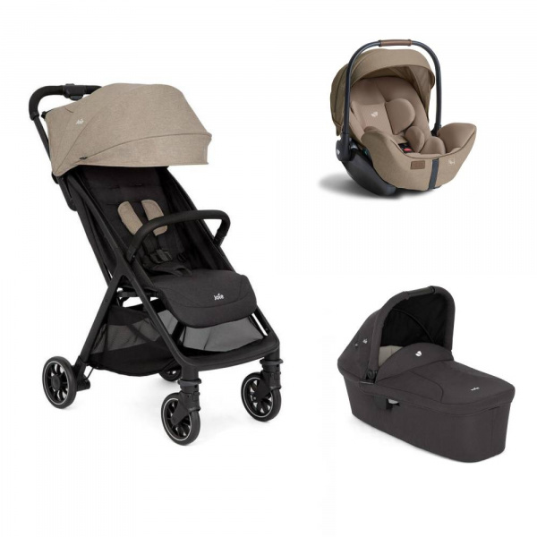 Poussette trio pact pro twig beige + siège auto i-level pro sanstone + nacelle ramble shale noir Joie