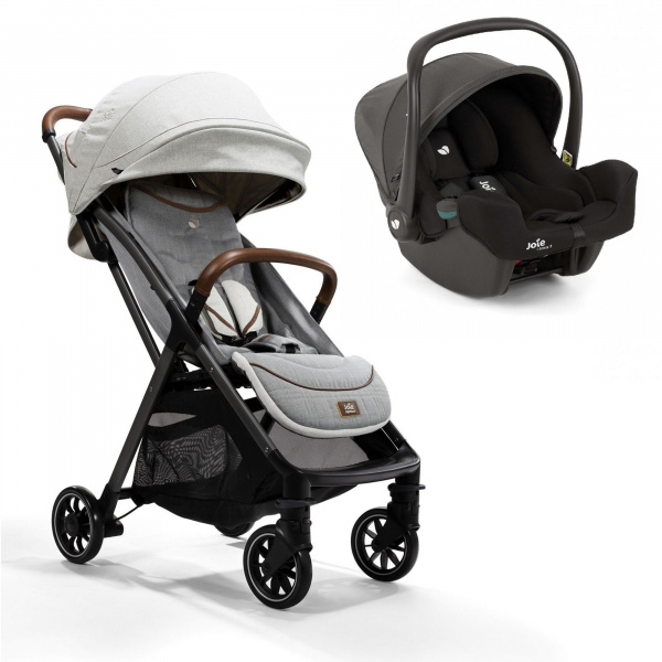 Poussette duo parcel signature oyster + siège auto i-snug 2 shale Joie
