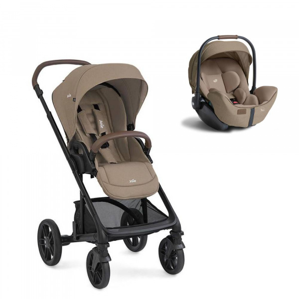 Poussette duo chrome 2 cashew + siège auto i-level pro sandstone marron Joie