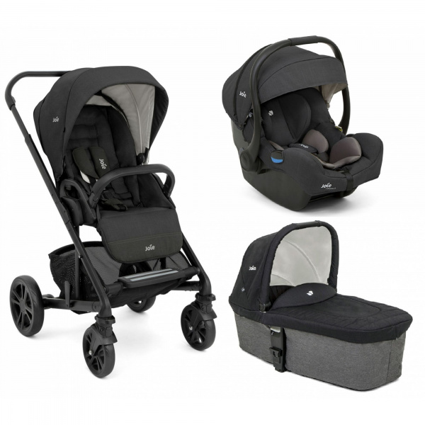 Poussette trio chrome + siège auto i-gemm 3 + nacelle chrome shale noir Joie