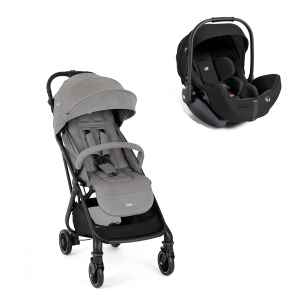 Poussette duo tourist pebble + siège auto i-level pro eclipse gris / noir Joie