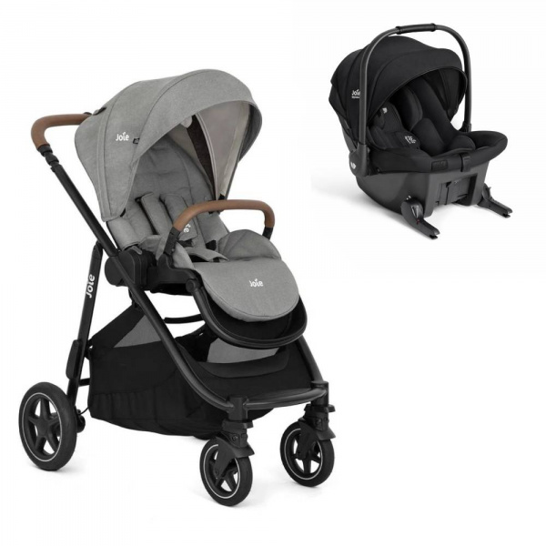 Poussette duo versatrax pebble gris + siège auto sprint eclipse noir Joie