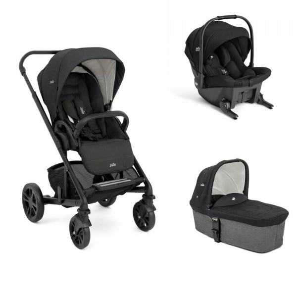 Poussette trio chrome shale + siège auto sprint eclipse + nacelle chrome shale noir Joie