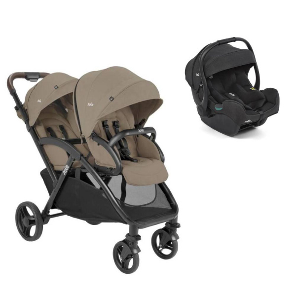 Poussette duo evalite double cashew + siège auto i-gemm 3 raven Joie