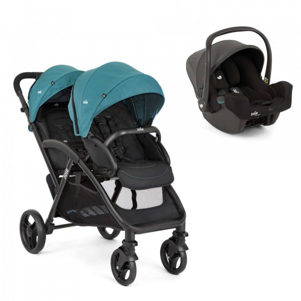 Poussette duo evalite double capri bleu + siège auto i-snug 2 shale noir Joie